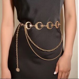 Celestial Moon Star Gold Chain Belt for Women